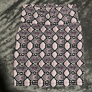 Pink and Black Snakeprint Skirt